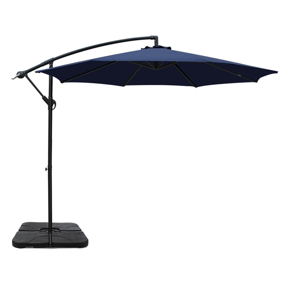 Umbrellas & Sunshades: Instahut 3m Umbrella w/Base Outdoor Cantilever Beach Garden Patio Parasol Navy
