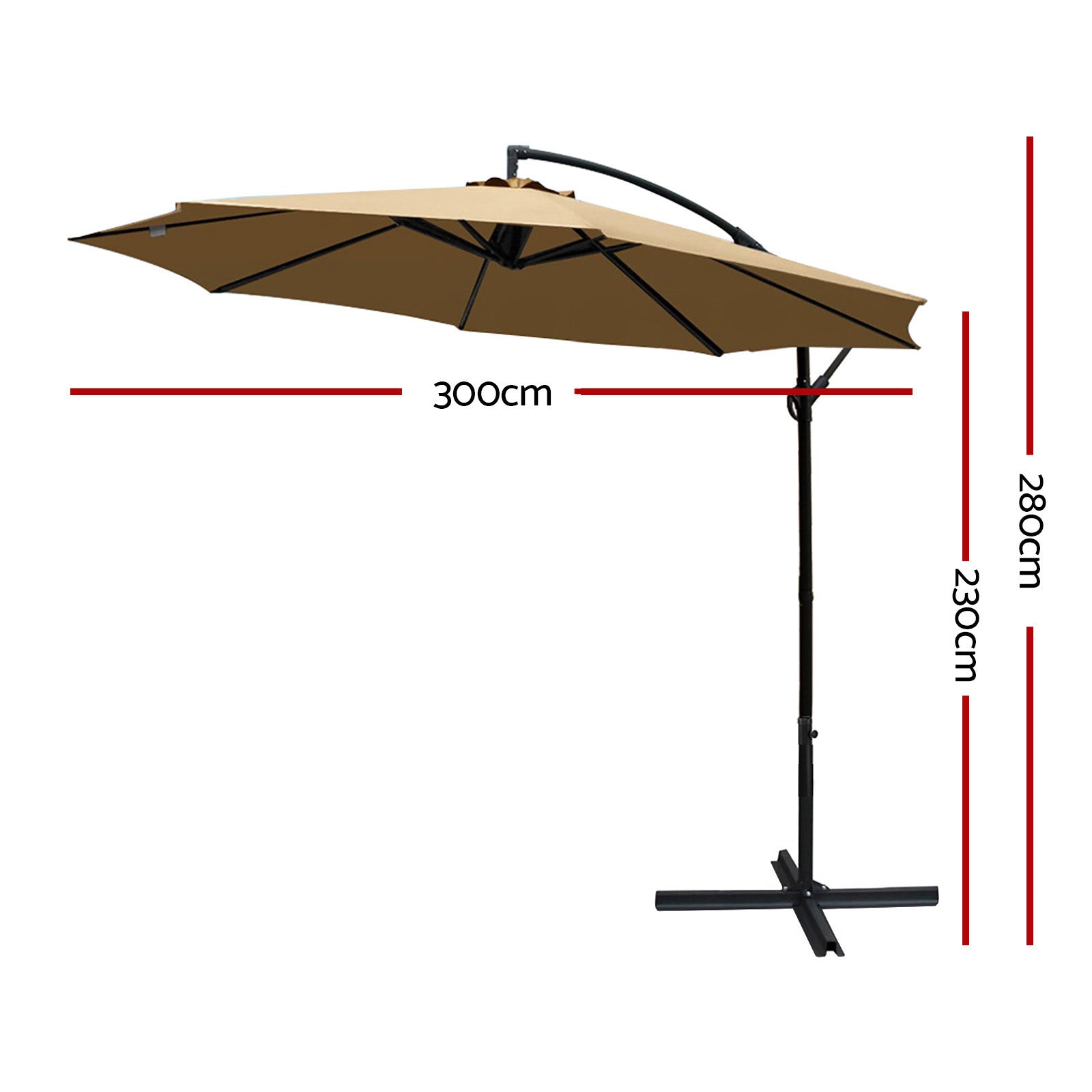 Umbrellas & Sunshades: Instahut 3m Outdoor Umbrella Cantilever Beach Garden Patio Beige