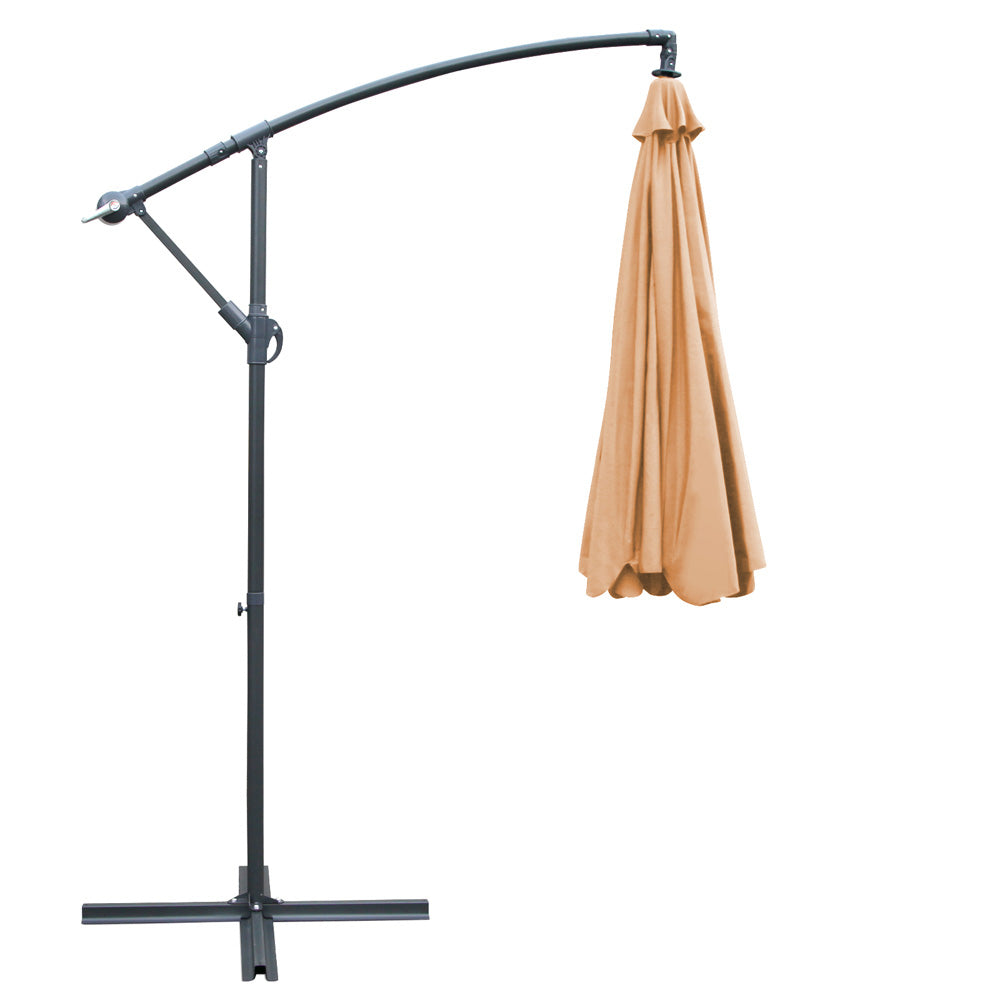 Umbrellas & Sunshades: Instahut 3m Outdoor Umbrella Cantilever Beach Garden Patio Beige
