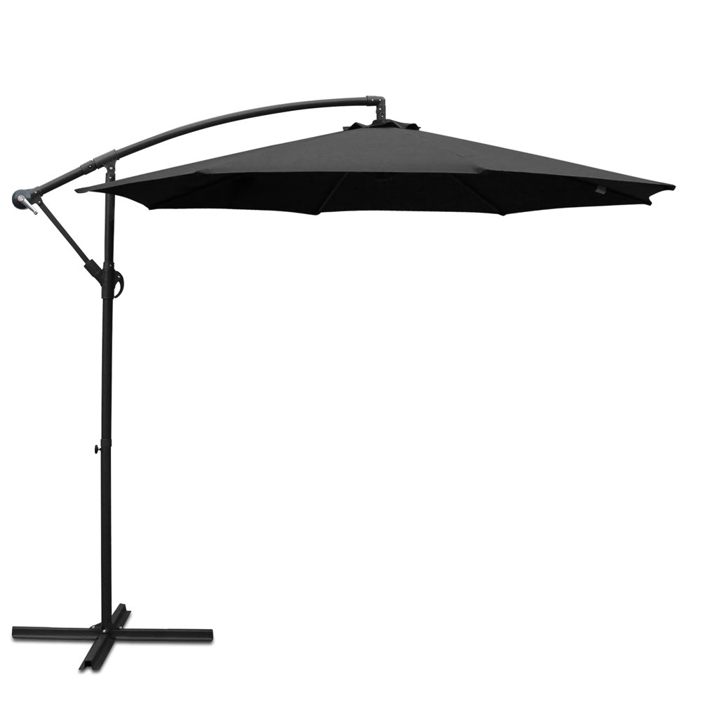 Umbrellas & Sunshades: Instahut 3m Outdoor Umbrella Cantilever Beach Garden Patio Black