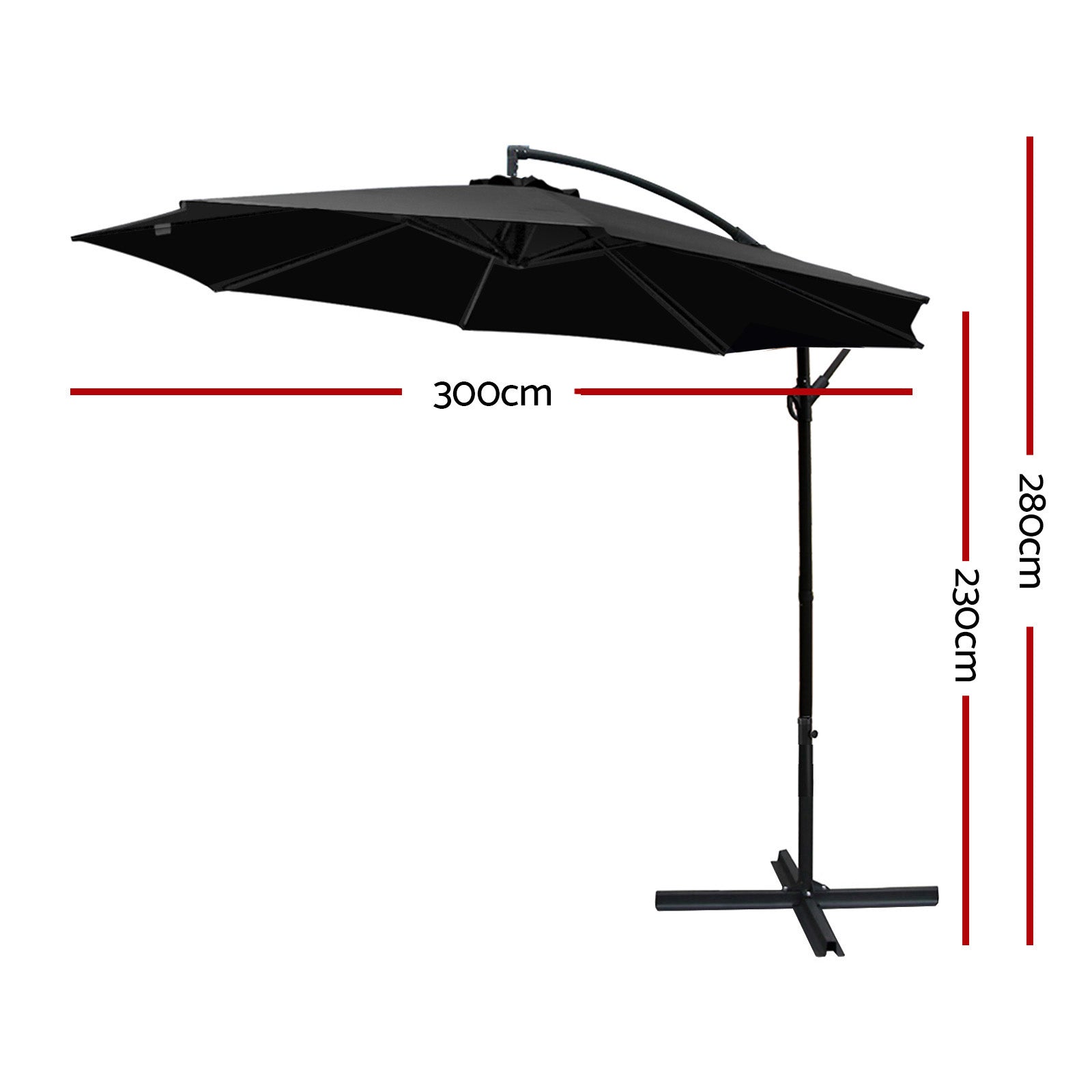 Umbrellas & Sunshades: Instahut 3m Outdoor Umbrella Cantilever Beach Garden Patio Black