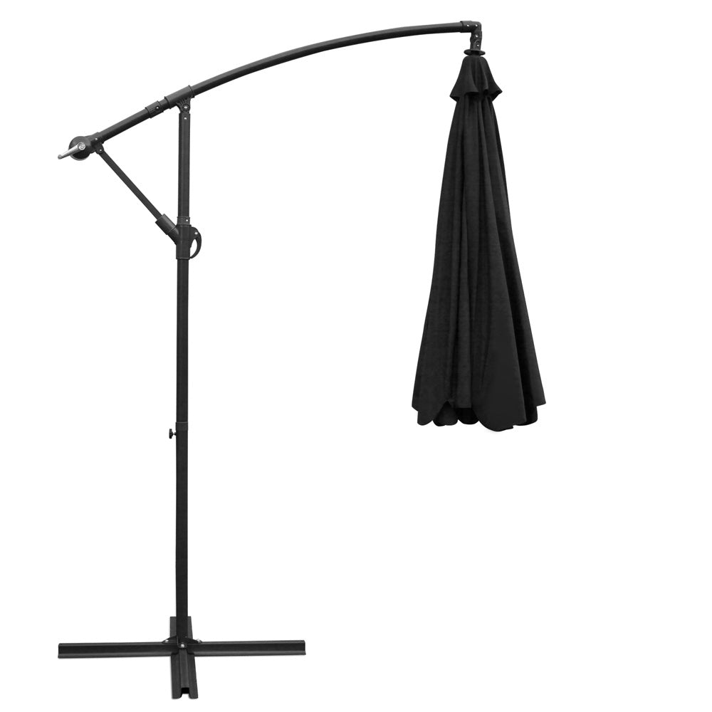Umbrellas & Sunshades: Instahut 3m Outdoor Umbrella Cantilever Beach Garden Patio Black