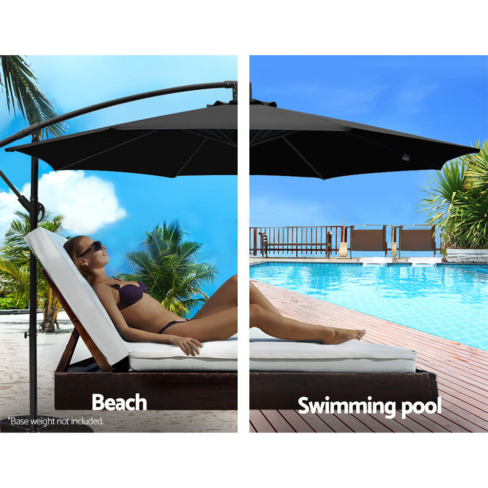 Umbrellas & Sunshades: Instahut 3m Outdoor Umbrella Cantilever Beach Garden Patio Black