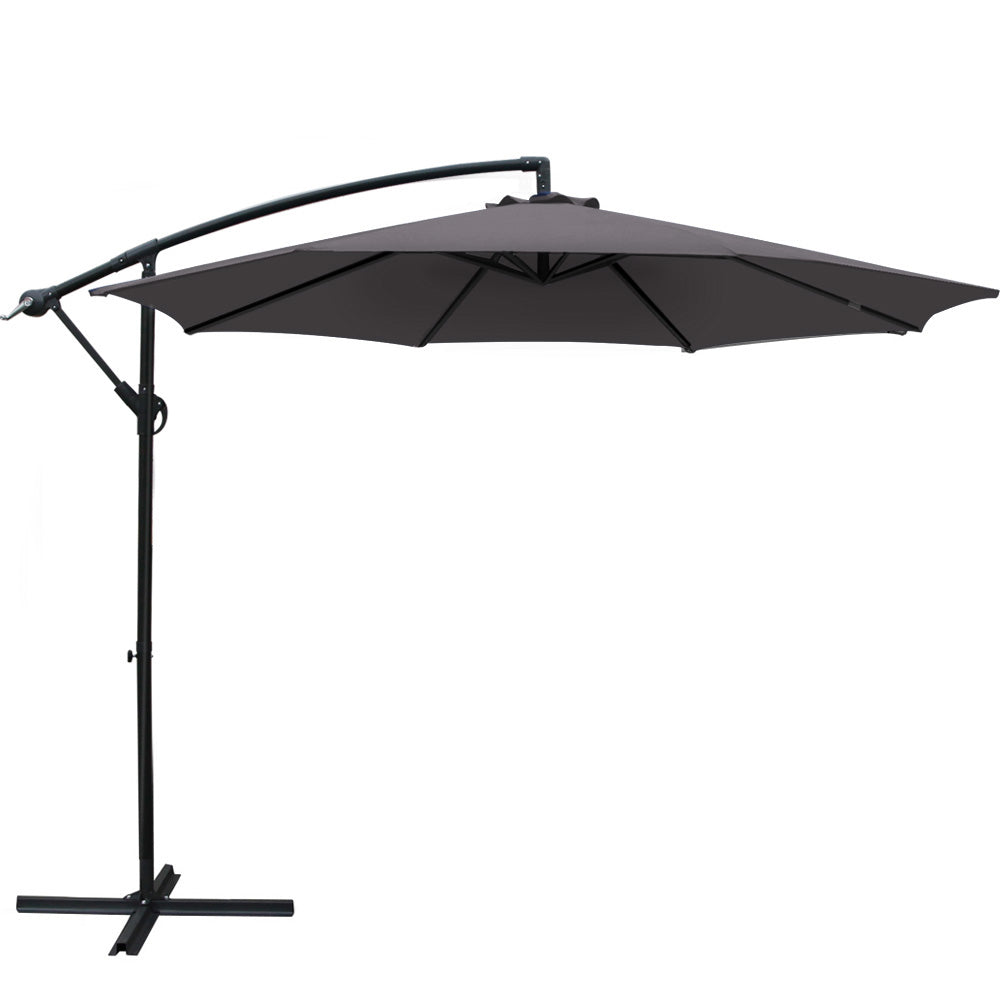 Outdoor Sofas & Lounge Sets: Instahut 3m Outdoor Umbrella Cantilever Beach Garden Patio Charcoal