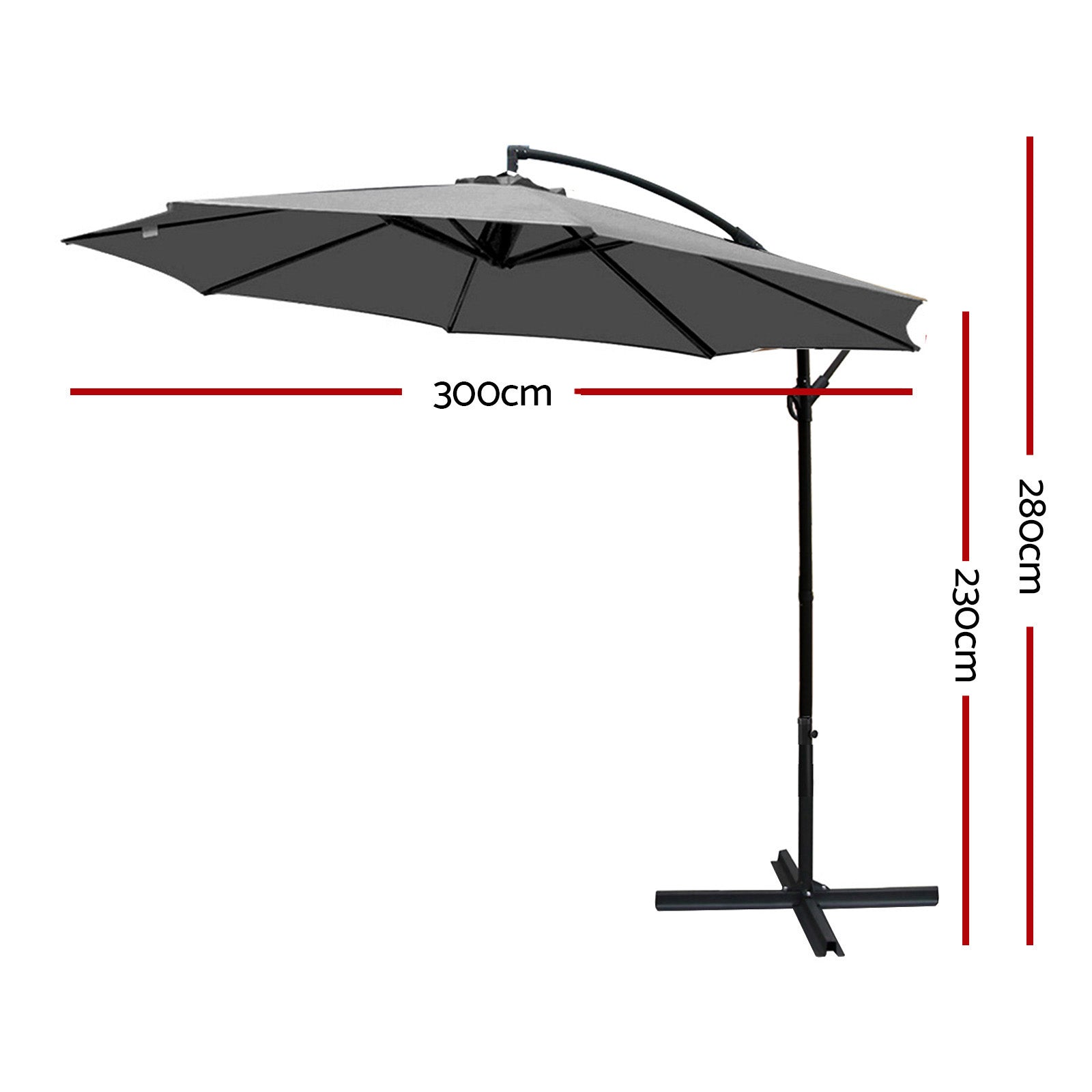 Outdoor Sofas & Lounge Sets: Instahut 3m Outdoor Umbrella Cantilever Beach Garden Patio Charcoal