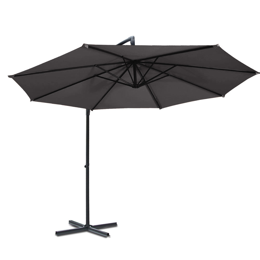 Outdoor Sofas & Lounge Sets: Instahut 3m Outdoor Umbrella Cantilever Beach Garden Patio Charcoal