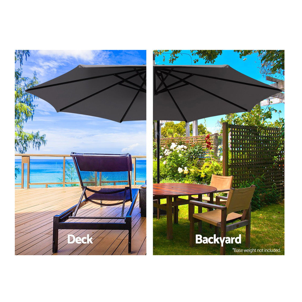 Outdoor Sofas & Lounge Sets: Instahut 3m Outdoor Umbrella Cantilever Beach Garden Patio Charcoal