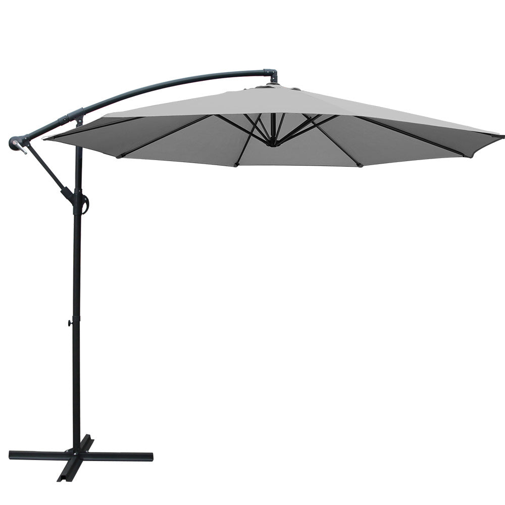 Umbrellas & Sunshades: Instahut 3m Outdoor Umbrella Cantilever Beach Garden Patio Grey
