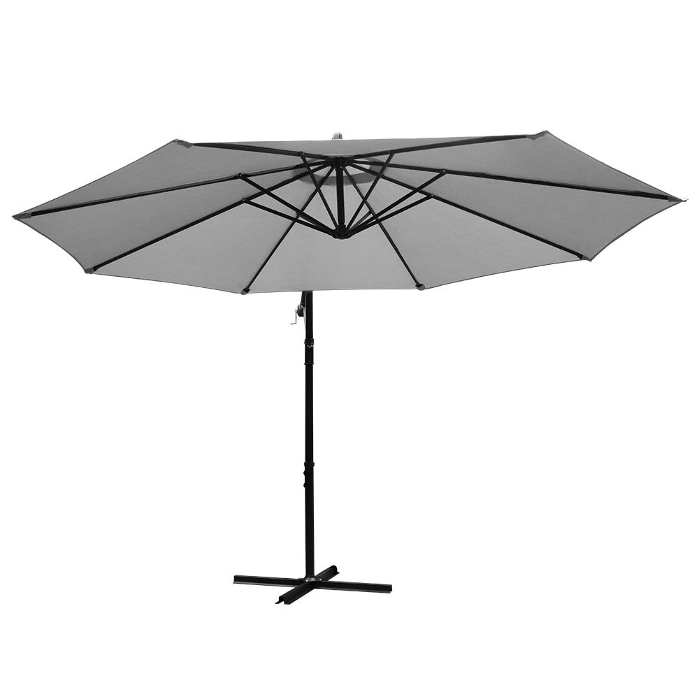 Umbrellas & Sunshades: Instahut 3m Outdoor Umbrella Cantilever Beach Garden Patio Grey