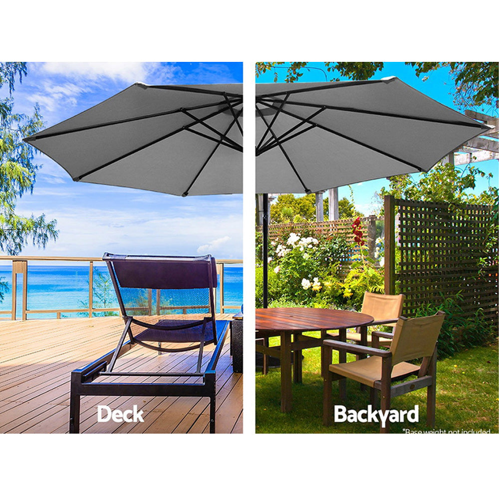 Umbrellas & Sunshades: Instahut 3m Outdoor Umbrella Cantilever Beach Garden Patio Grey