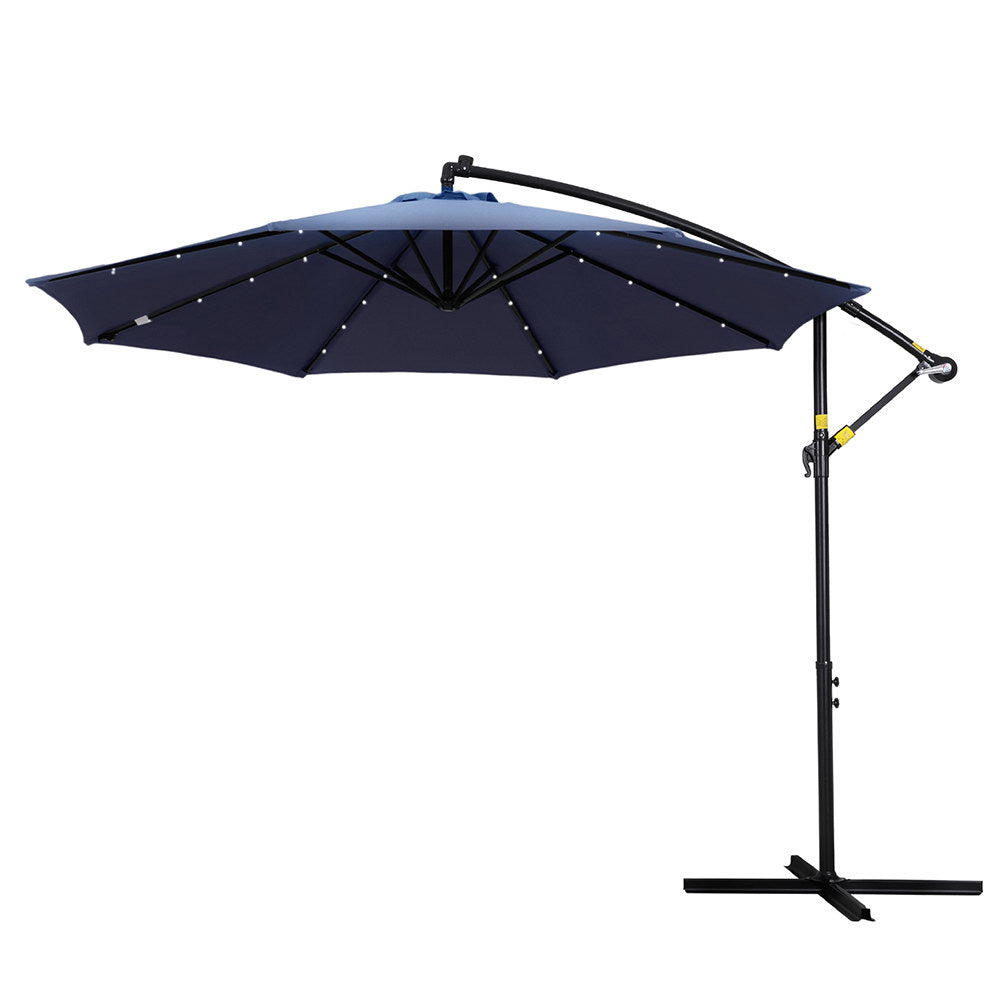 Umbrellas & Sunshades: Instahut Outdoor Umbrella 3M Cantilever Beach LED Umbrellas Garden Shade Patio