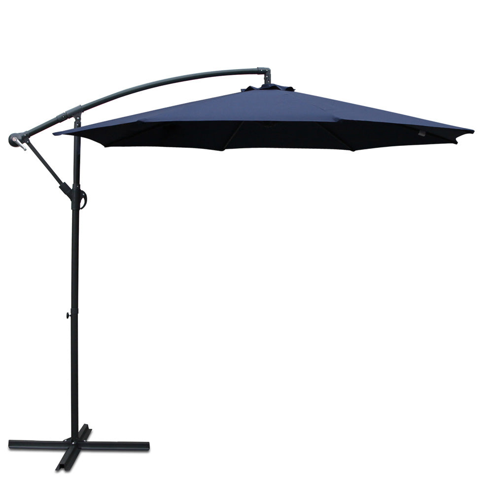 Umbrellas & Sunshades: Instahut 3m Outdoor Umbrella Cantilever Beach Garden Patio Navy