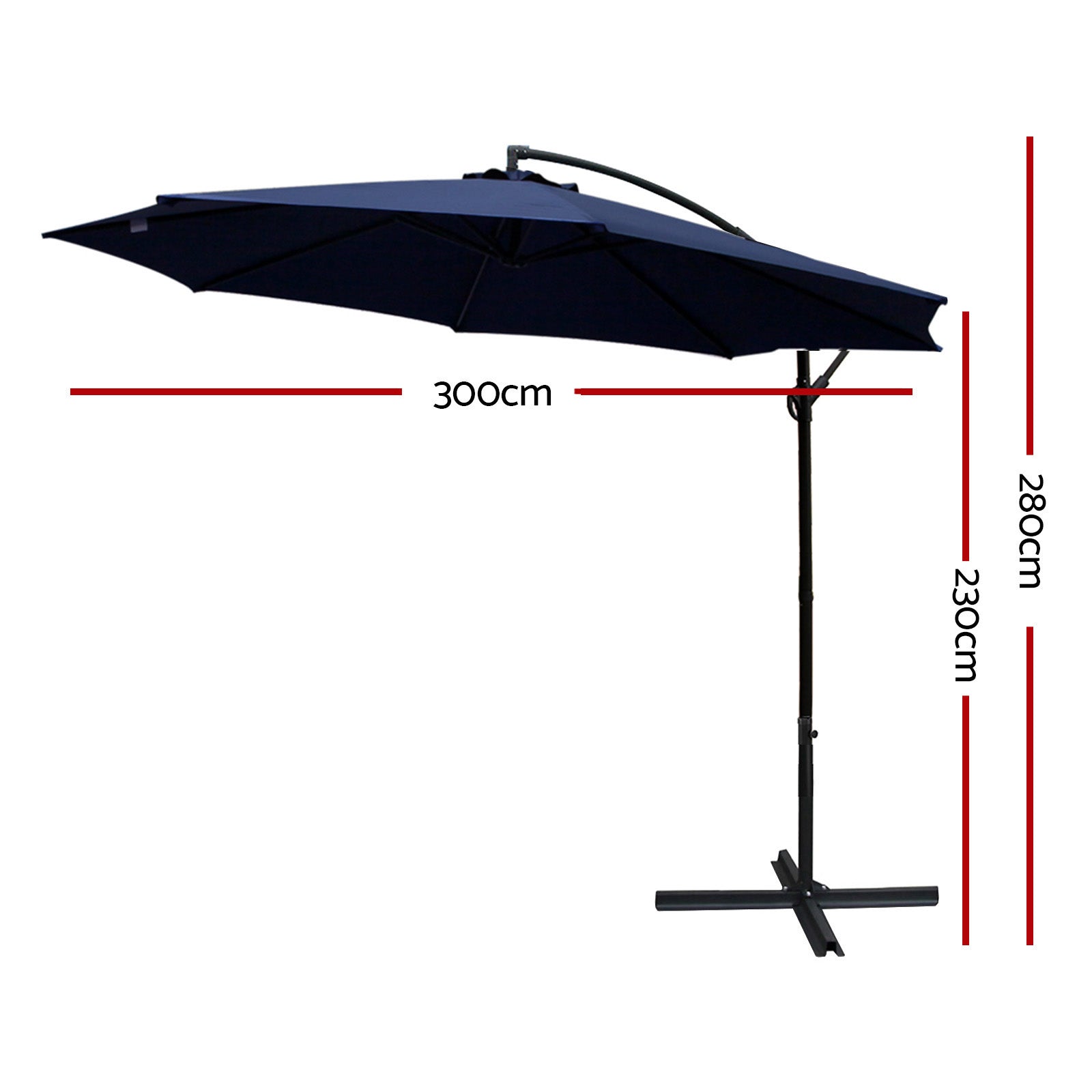Umbrellas & Sunshades: Instahut 3m Outdoor Umbrella Cantilever Beach Garden Patio Navy