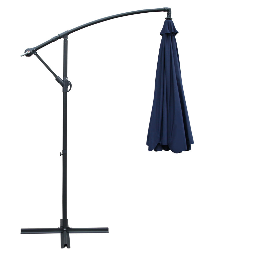 Umbrellas & Sunshades: Instahut 3m Outdoor Umbrella Cantilever Beach Garden Patio Navy