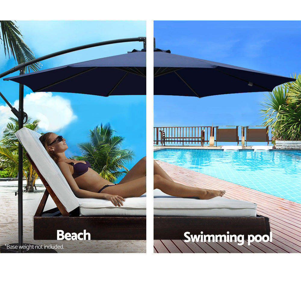 Umbrellas & Sunshades: Instahut 3m Outdoor Umbrella Cantilever Beach Garden Patio Navy
