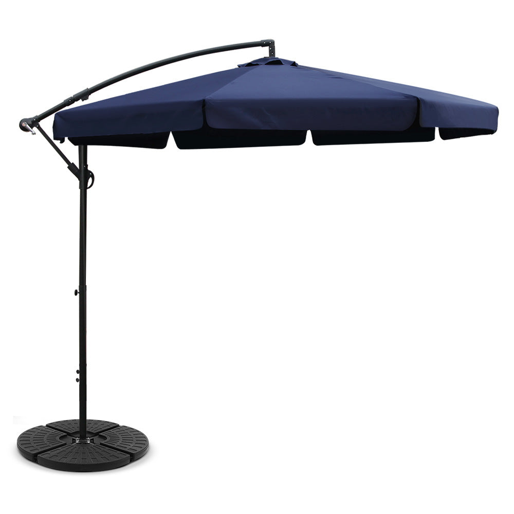 Umbrellas & Sunshades: Instahut 3m Outdoor Umbrella w/Base Cantilever Garden Patio Beach Navy