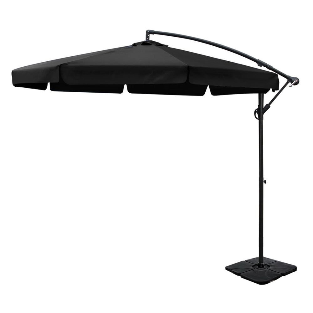 Umbrellas & Sunshades: Instahut 3m Outdoor Umbrella w/Base Cantilever Garden Beach Patio Black