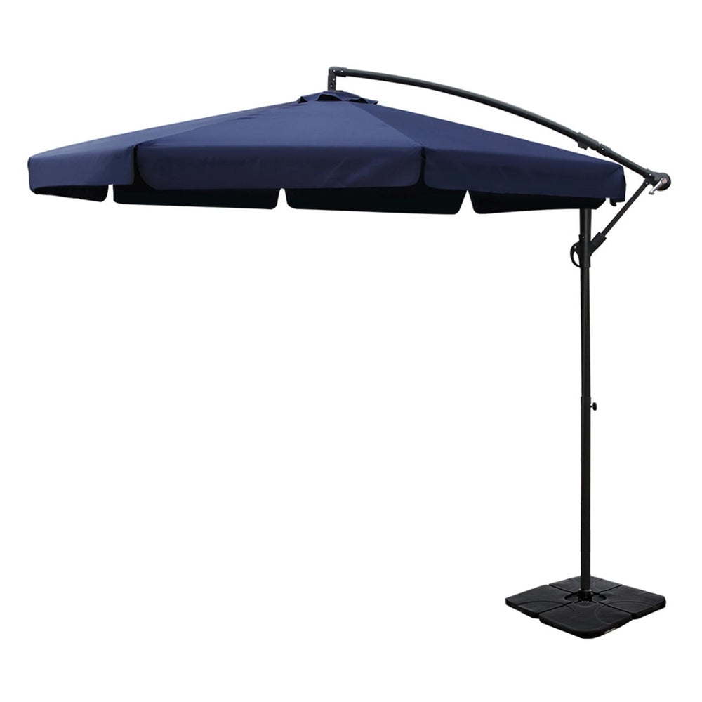 Umbrellas & Sunshades: Instahut 3m Outdoor Umbrella w/Base Cantilever Garden Beach Patio Navy