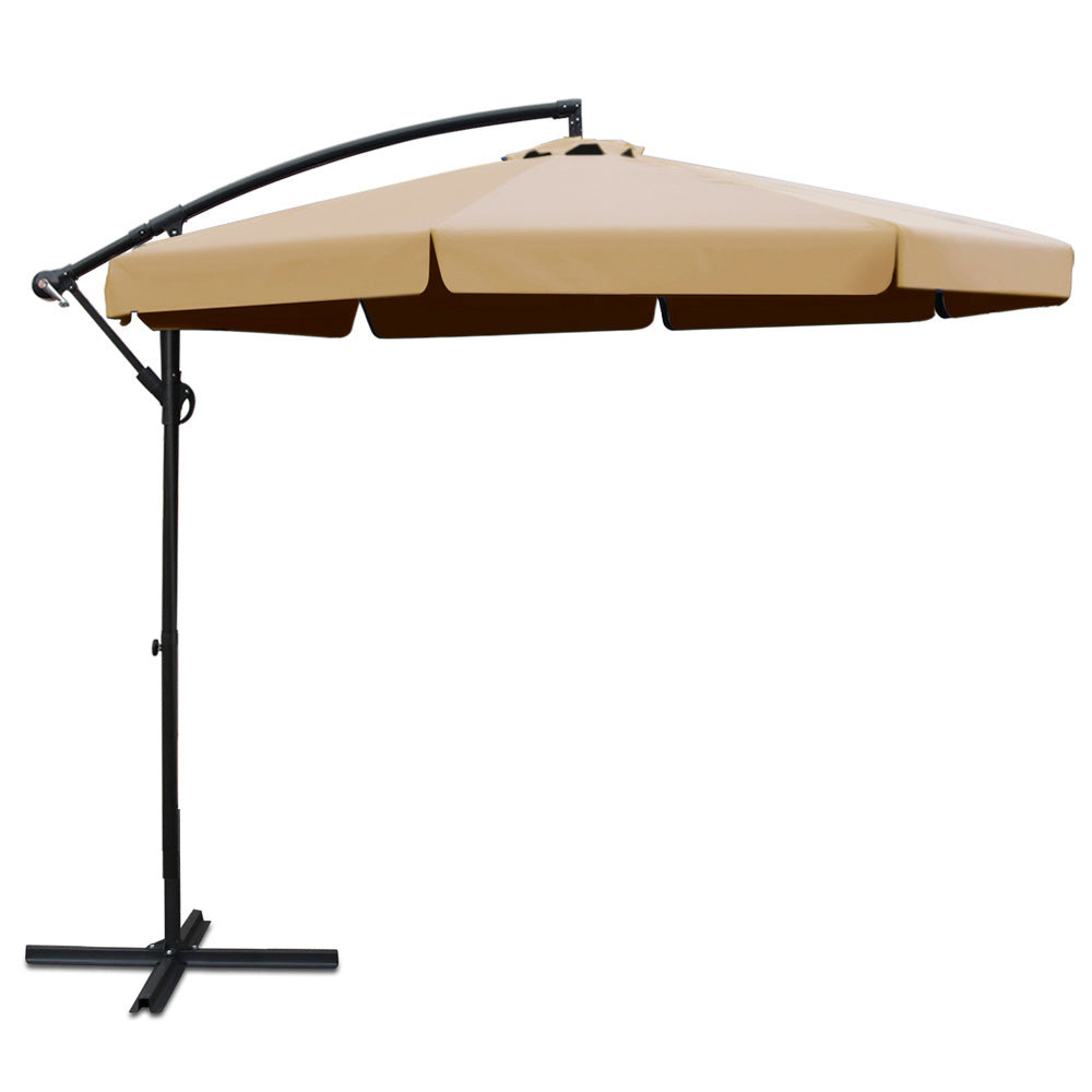 Umbrellas & Sunshades: Instahut 3m Outdoor Umbrella Cantilever Garden Beach Patio Beige