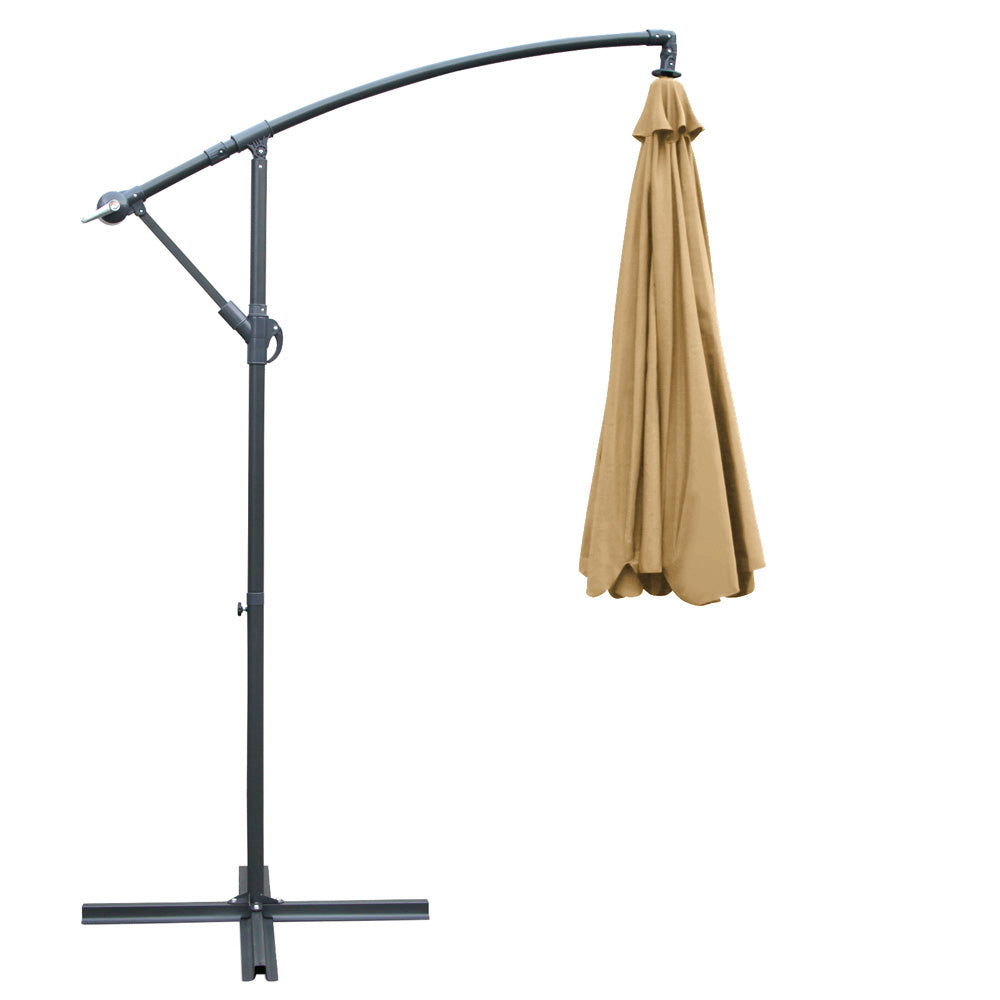 Umbrellas & Sunshades: Instahut 3m Outdoor Umbrella Cantilever Garden Beach Patio Beige