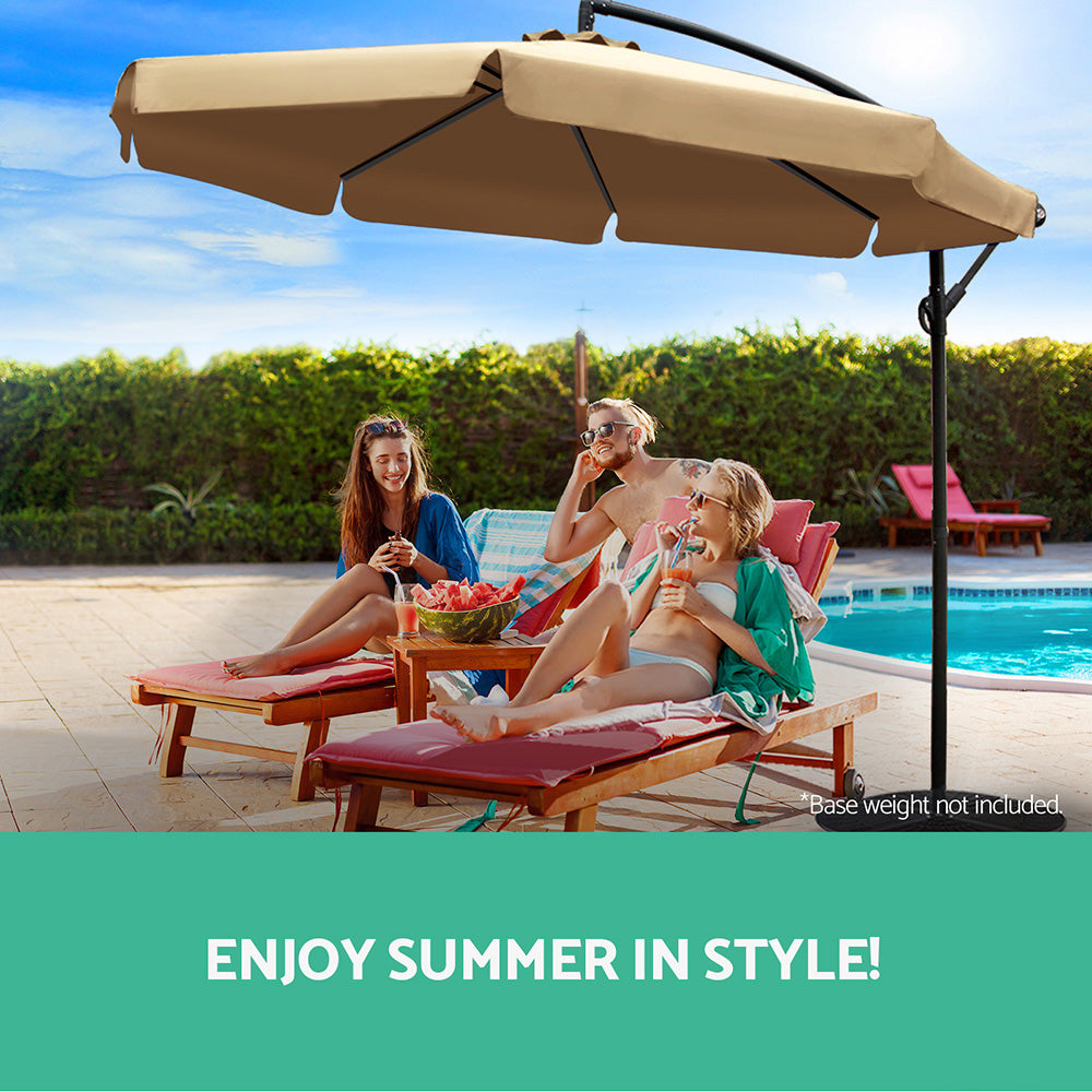 Umbrellas & Sunshades: Instahut 3m Outdoor Umbrella Cantilever Garden Beach Patio Beige