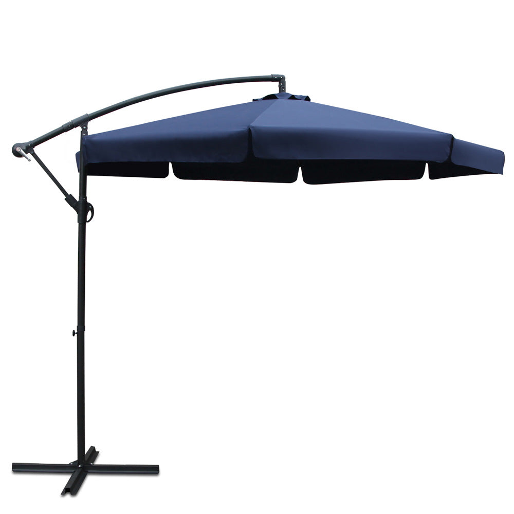 Umbrellas & Sunshades: Instahut 3m Outdoor Umbrella Cantilever Garden Beach Patio Navy