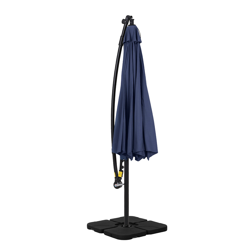 Umbrellas & Sunshades: Instahut Outdoor Umbrella 3M Cantilever Beach LED w/Base Garden Shade Patio Navy