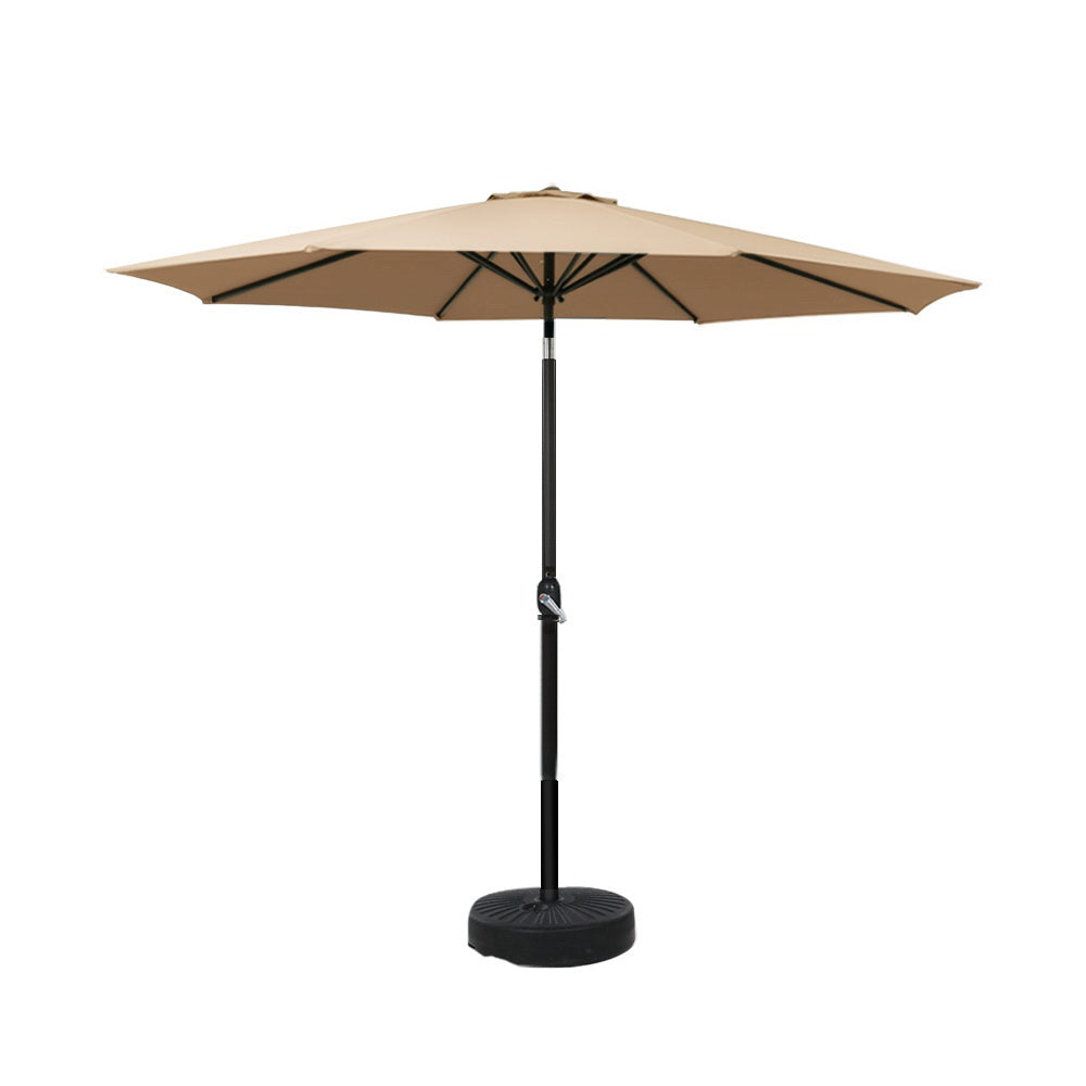Umbrellas & Sunshades: Instahut 2.7m Outdoor Umbrella w/Base Pole Stand Garden Sun Beige