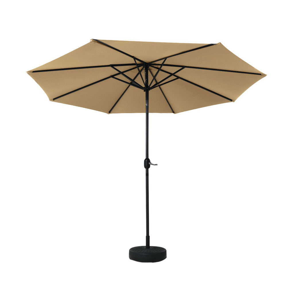 Umbrellas & Sunshades: Instahut 2.7m Outdoor Umbrella w/Base Pole Stand Garden Sun Beige
