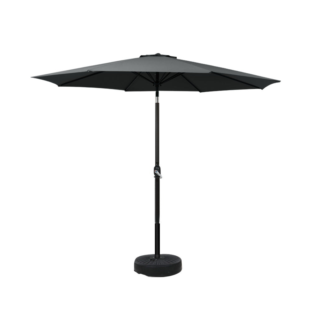 Umbrellas & Sunshades: Instahut Outdoor Umbrella 2.7m Base Beach Pole Garden Tilt Sun Patio UV Black
