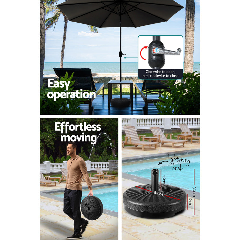 Umbrellas & Sunshades: Instahut Outdoor Umbrella 2.7m Base Beach Pole Garden Tilt Sun Patio UV Black