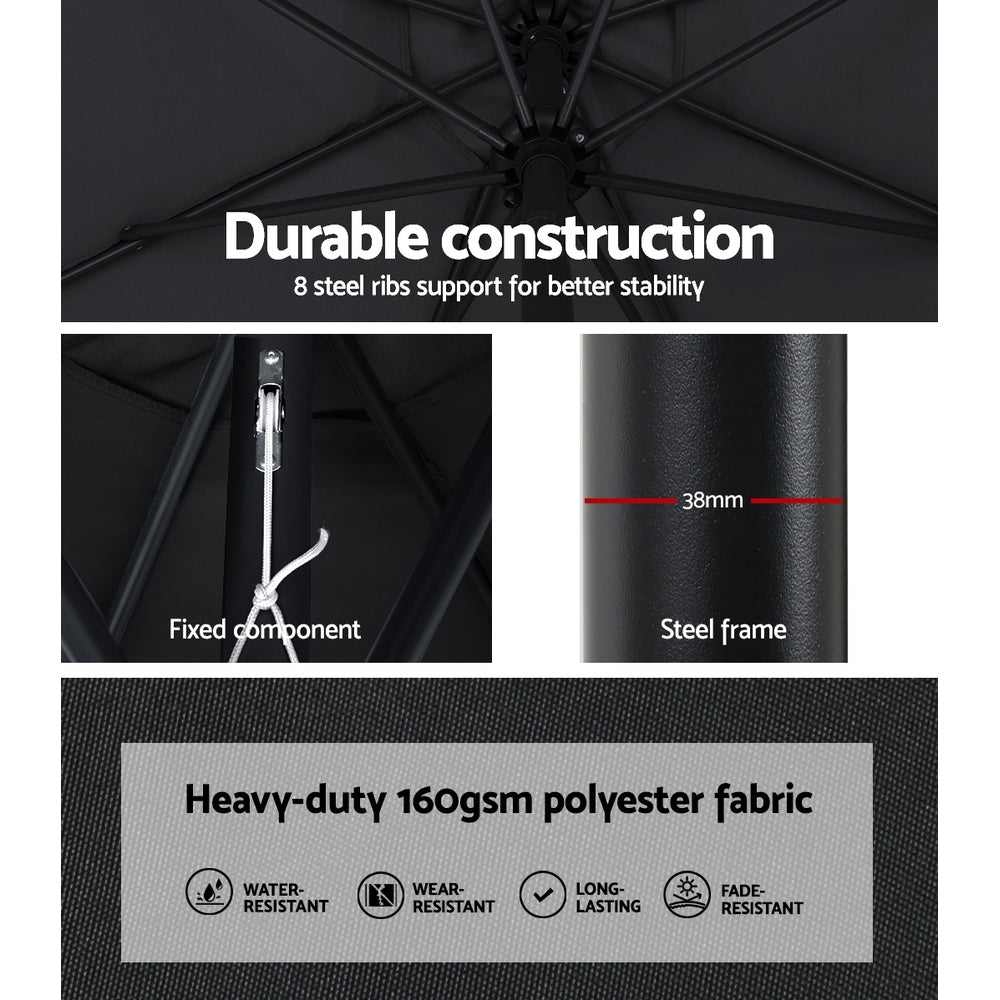 Umbrellas & Sunshades: Instahut Outdoor Umbrella 2.7m Base Beach Pole Garden Tilt Sun Patio UV Black