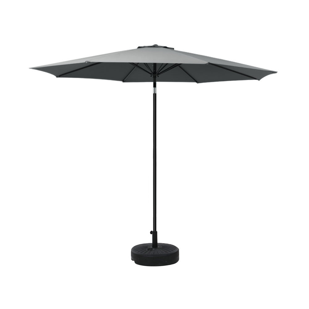 Umbrellas & Sunshades: Instahut 2.7m Outdoor Umbrella w/Base Pole Stand Garden Sun Charcoal