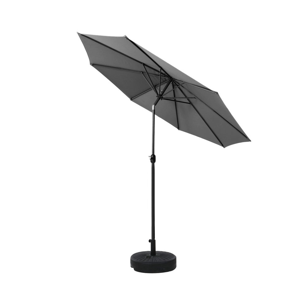 Umbrellas & Sunshades: Instahut 2.7m Outdoor Umbrella w/Base Pole Stand Garden Sun Charcoal