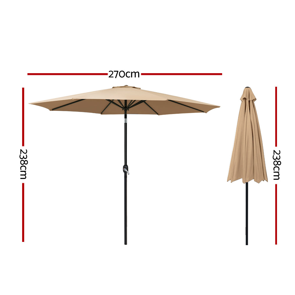Umbrellas & Sunshades: Instahut 2.7m Outdoor Umbrella Pole Stand Garden Sun Beige