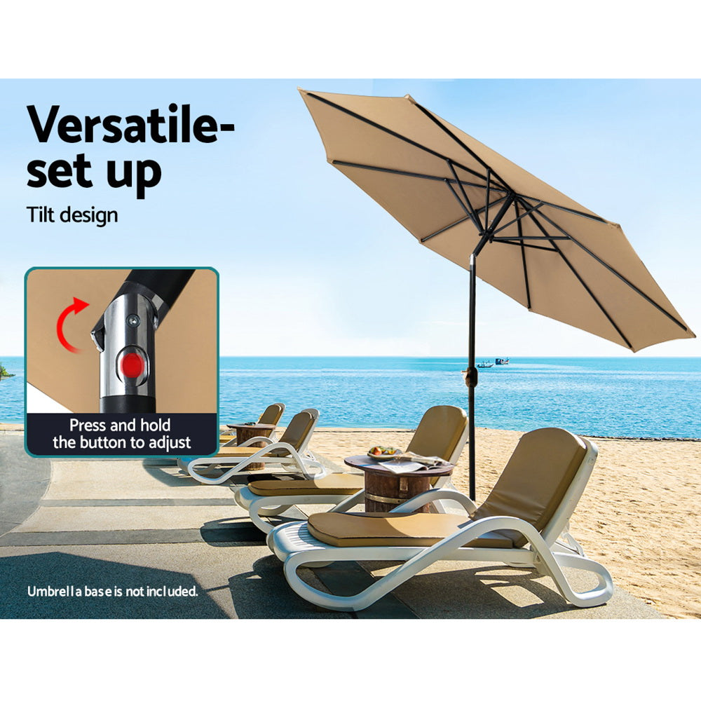 Umbrellas & Sunshades: Instahut 2.7m Outdoor Umbrella Pole Stand Garden Sun Beige