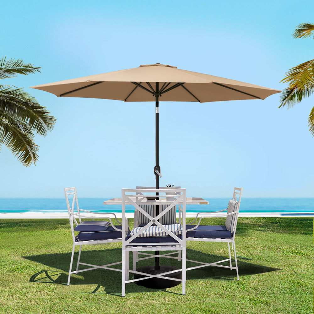 Umbrellas & Sunshades: Instahut 2.7m Outdoor Umbrella Pole Stand Garden Sun Beige