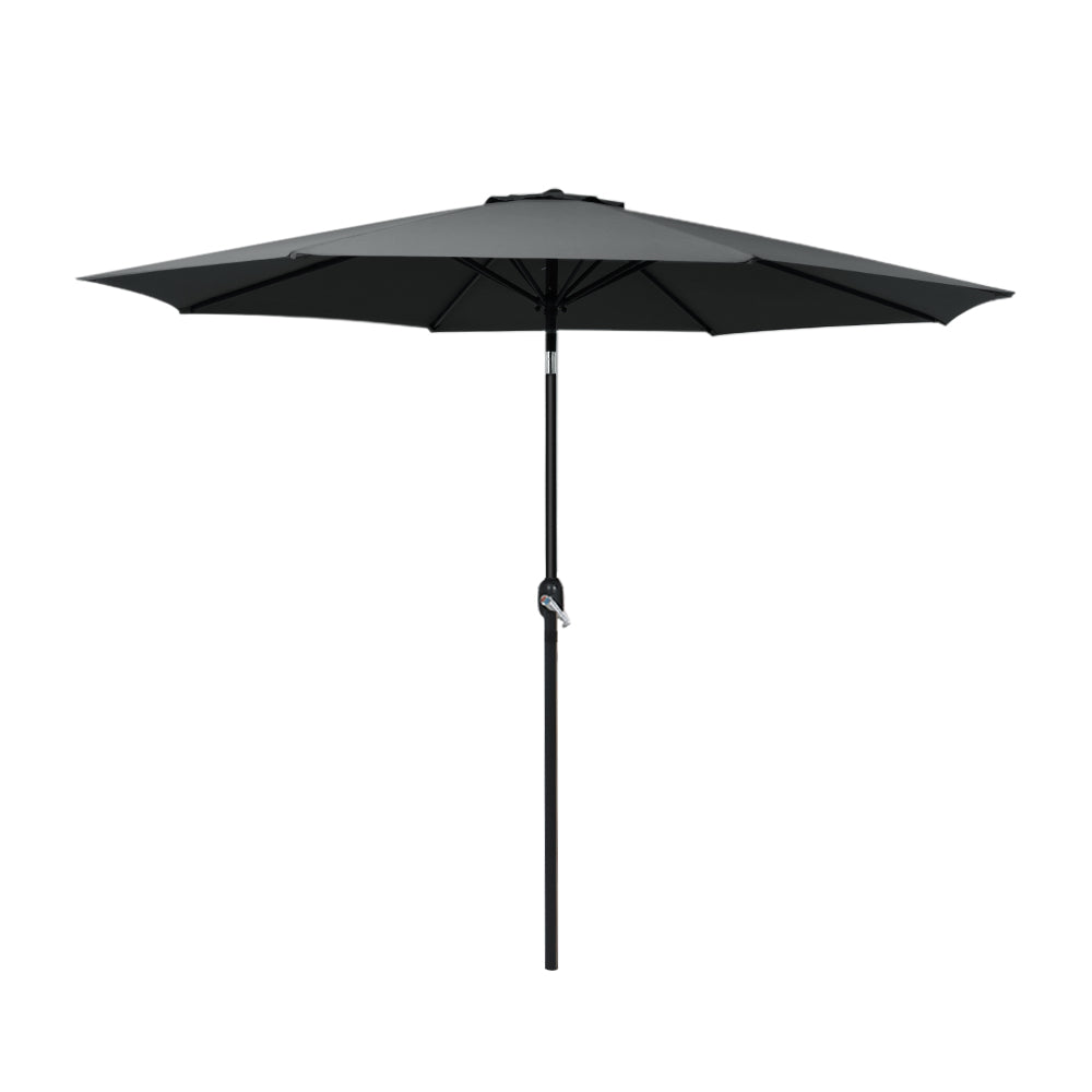 Umbrellas & Sunshades: Instahut 2.7m Outdoor Umbrella w/Base Pole Stand Garden Beach Black