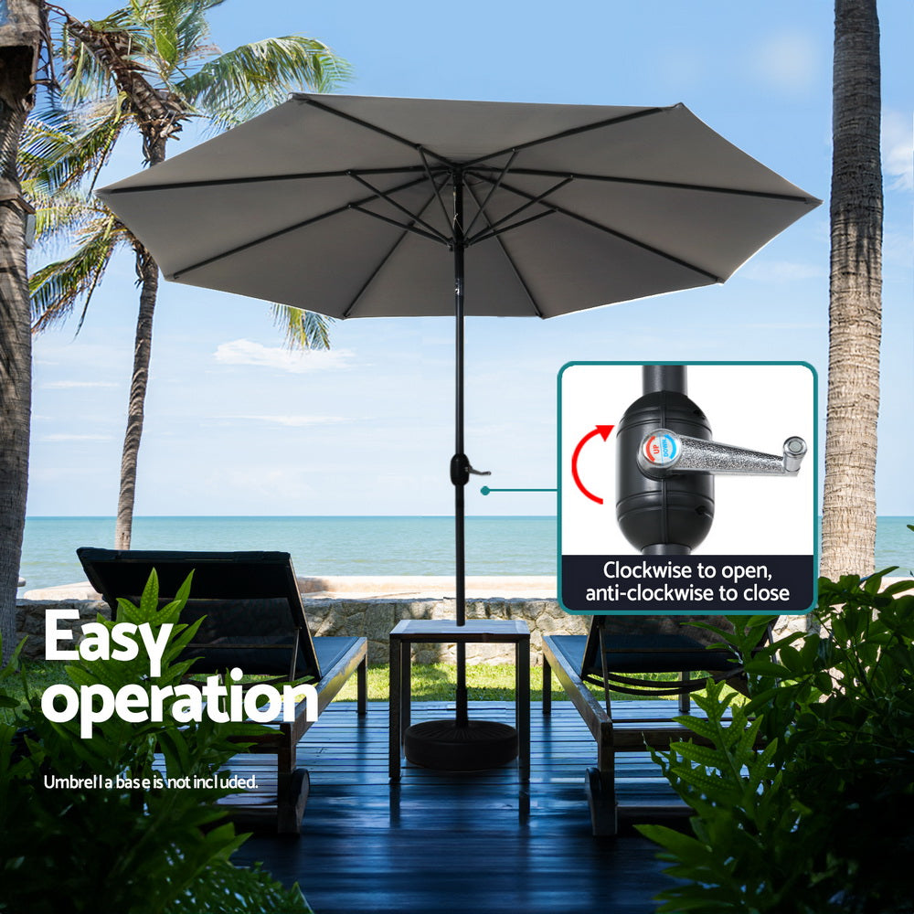 Umbrellas & Sunshades: Instahut Outdoor Umbrella 2.7m Beach Pole Garden Tilt Sun Patio UV Charcoal