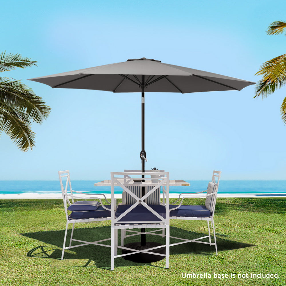 Umbrellas & Sunshades: Instahut Outdoor Umbrella 2.7m Beach Pole Garden Tilt Sun Patio UV Charcoal