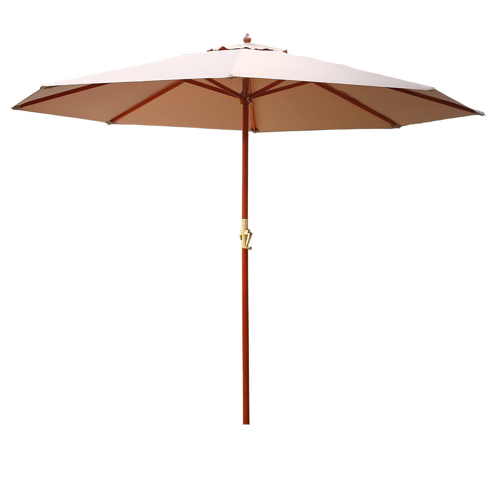Umbrellas & Sunshades: Instahut 3m Outdoor Umbrella Pole Umbrellas Beach Garden Sun Stand Patio Beige