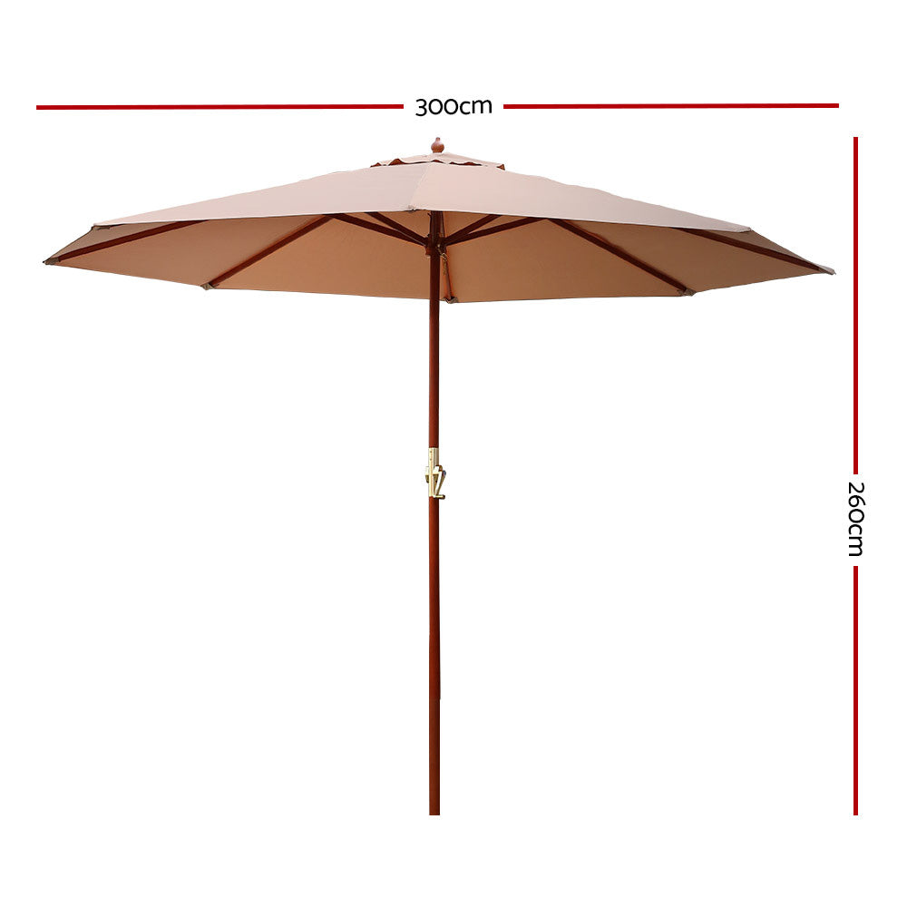 Umbrellas & Sunshades: Instahut 3m Outdoor Umbrella Pole Umbrellas Beach Garden Sun Stand Patio Beige