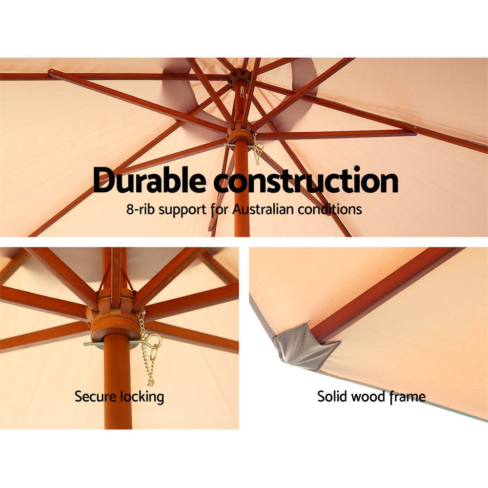 Umbrellas & Sunshades: Instahut 3m Outdoor Umbrella Pole Umbrellas Beach Garden Sun Stand Patio Beige