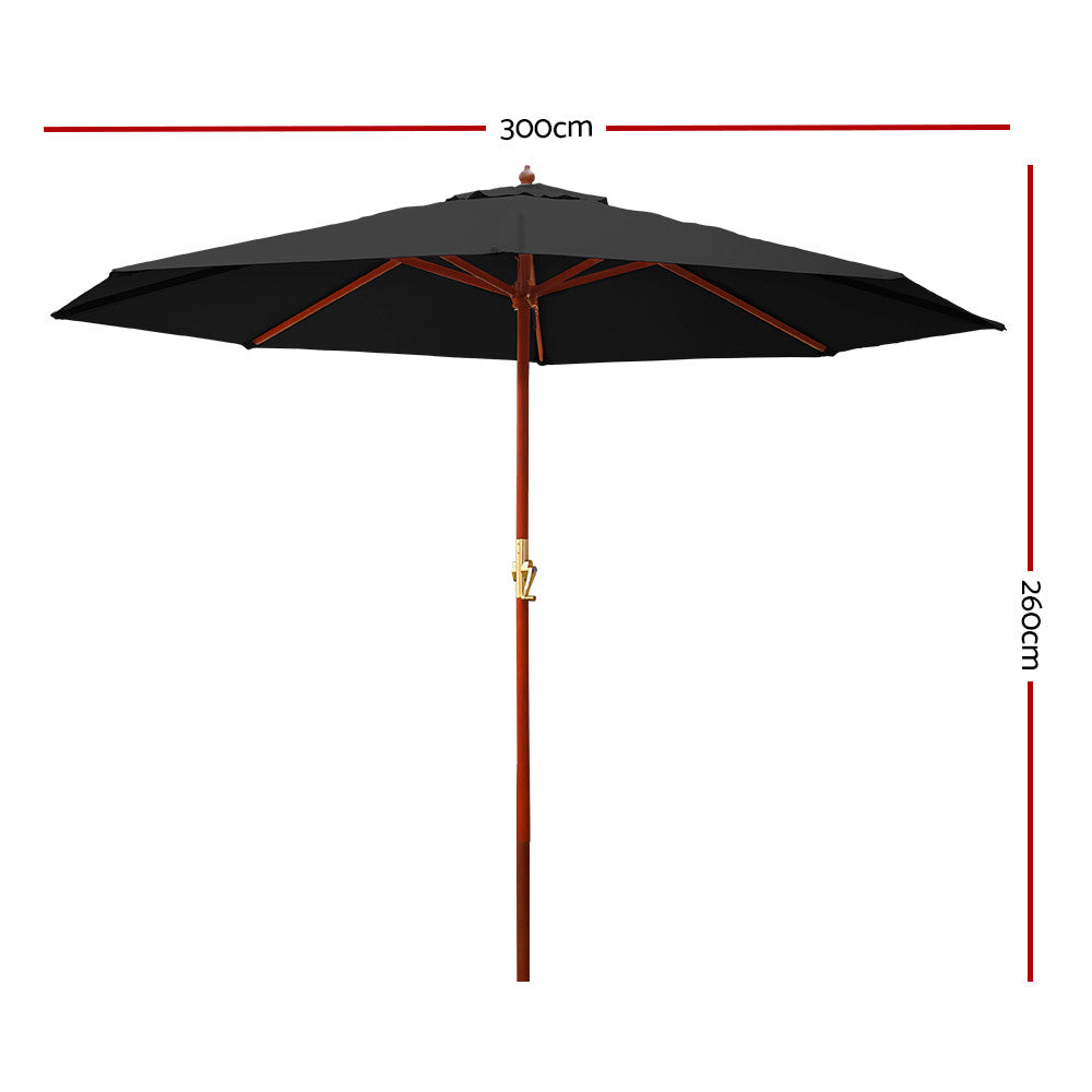 Umbrellas & Sunshades: Instahut 3m Outdoor Umbrella Pole Umbrellas Beach Garden Sun Stand Patio Black