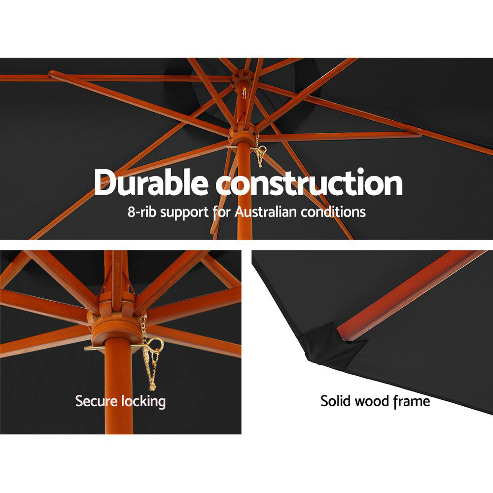 Umbrellas & Sunshades: Instahut 3m Outdoor Umbrella Pole Umbrellas Beach Garden Sun Stand Patio Black