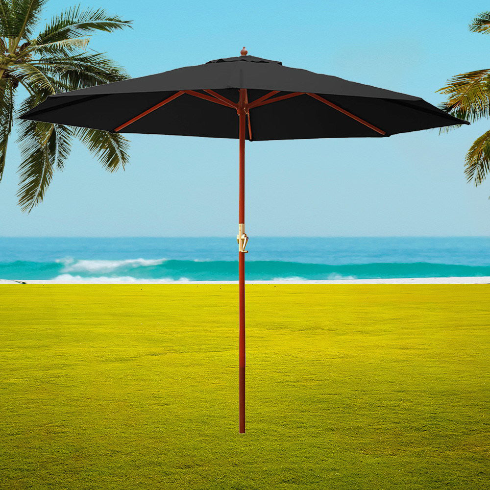 Umbrellas & Sunshades: Instahut 3m Outdoor Umbrella Pole Umbrellas Beach Garden Sun Stand Patio Black
