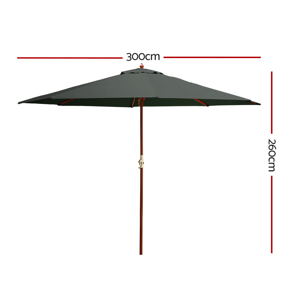 Umbrellas & Sunshades: Instahut 3m Outdoor Umbrella Pole Umbrellas Beach Garden Sun Stand Patio Charcoal