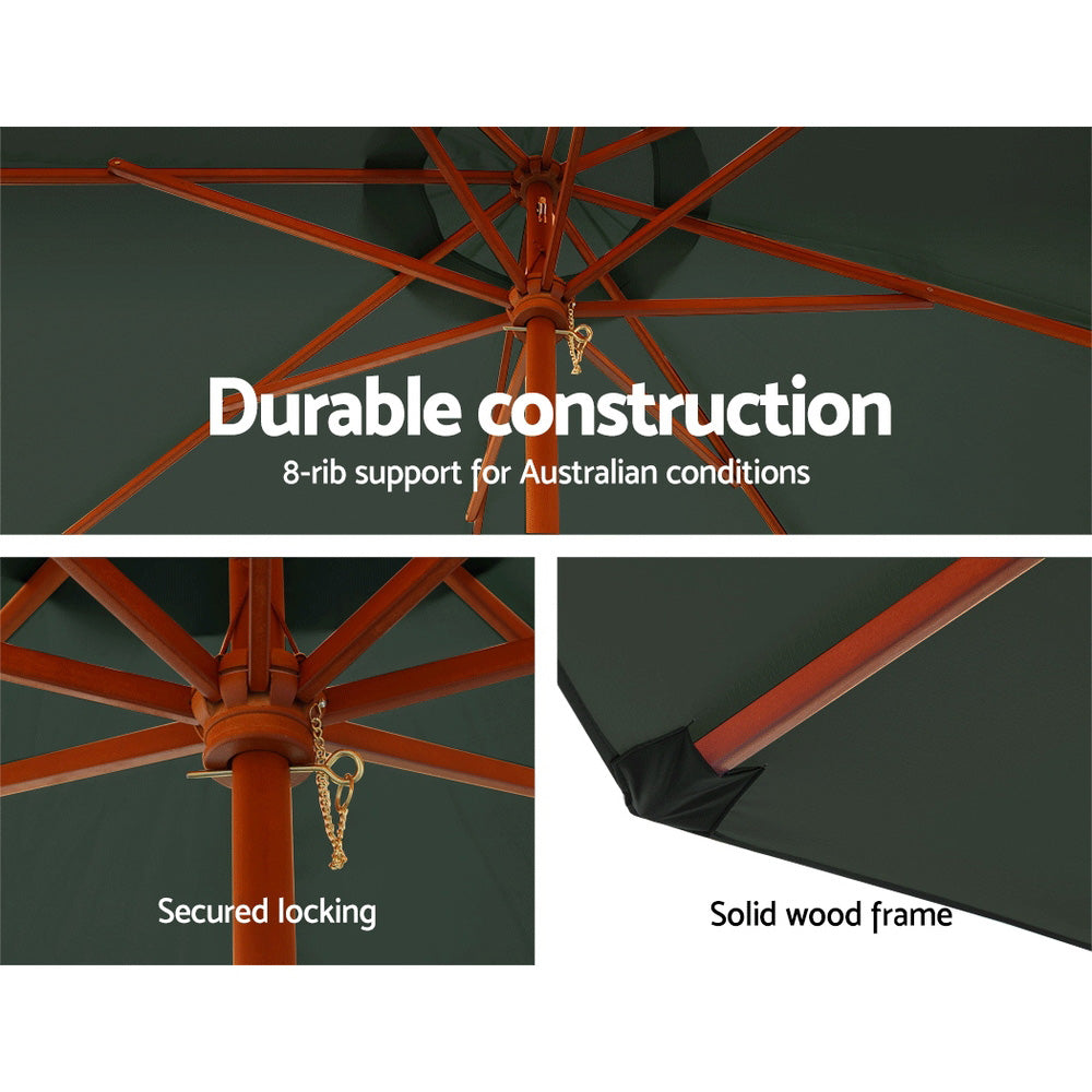 Umbrellas & Sunshades: Instahut 3m Outdoor Umbrella w/Base Pole Umbrellas Garden Sun Stand Deck Charcoal