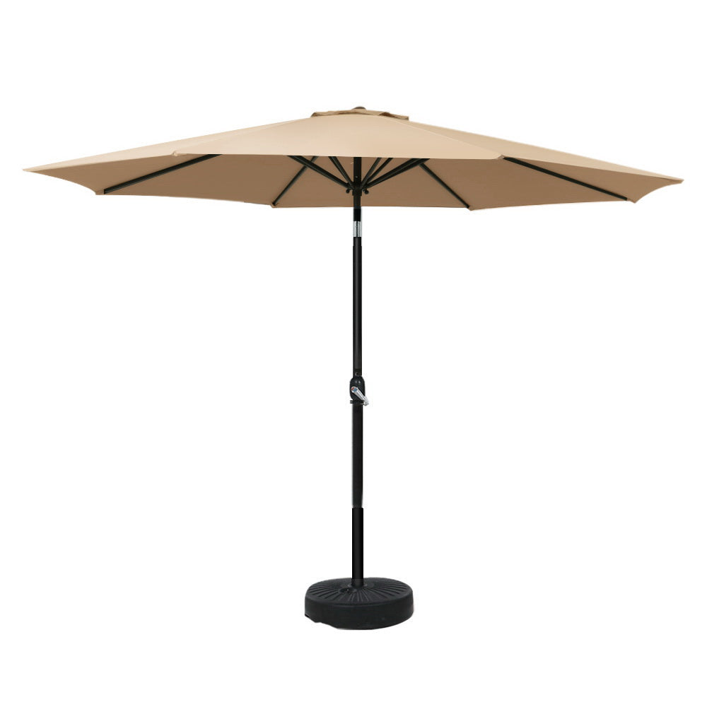 Umbrellas & Sunshades: Instahut 3m Outdoor Umbrella w/Base Pole Tilt Beach Garden Patio Beige