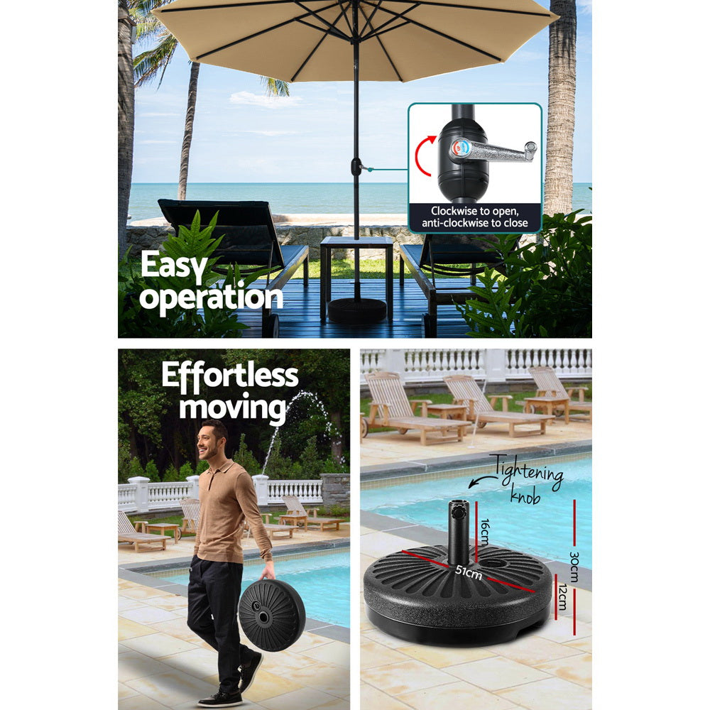 Umbrellas & Sunshades: Instahut 3m Outdoor Umbrella w/Base Pole Tilt Beach Garden Patio Beige
